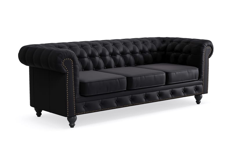 3-seter Sofa Chester Deluxe - Svart - Møbler - Sofaer - 3 seter sofa