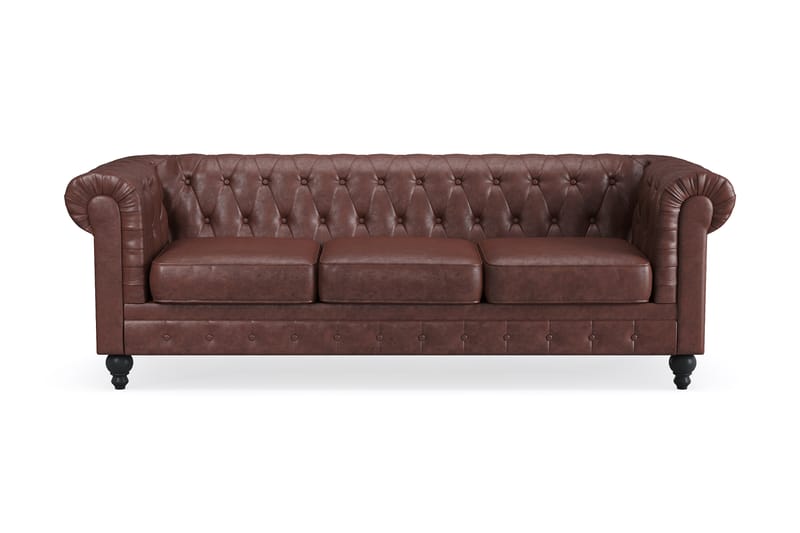 3-seter Sofa Chester Lyx - Mørk brun PU - Møbler - Sofaer - Chesterfield sofaer