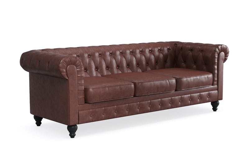 3-seter Sofa Chester Lyx - Mørk brun PU - Møbler - Sofaer - Chesterfield sofaer