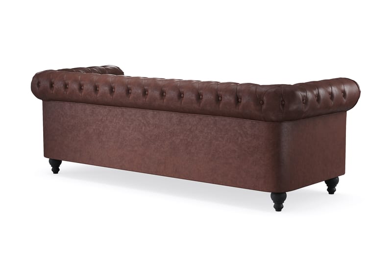 3-seter Sofa Chester Lyx - Mørk brun PU - Møbler - Sofaer - Chesterfield sofaer