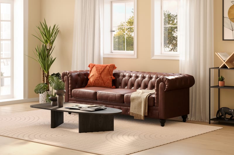 3-seter Sofa Chester Lyx - Mørk brun PU - Møbler - Sofaer - Chesterfield sofaer