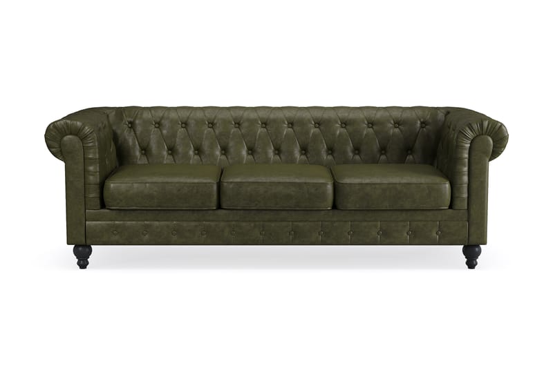 3-seter Sofa Chester Lyx - Mørkegrønn PU - Møbler - Sofaer - Chesterfield sofaer