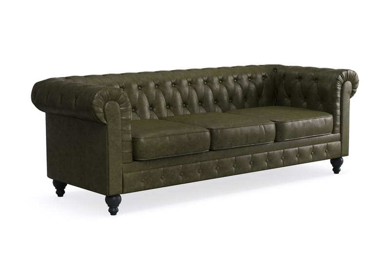 3-seter Sofa Chester Lyx - Mørkegrønn PU - Møbler - Sofaer - Chesterfield sofaer