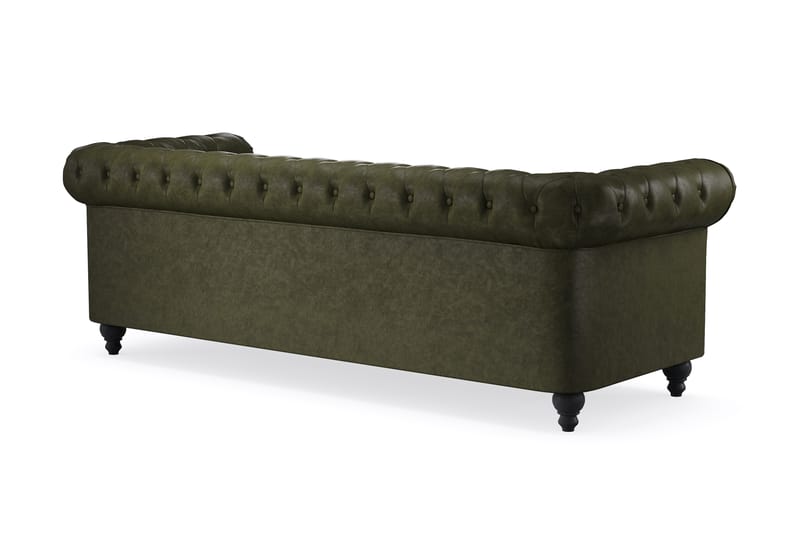 3-seter Sofa Chester Lyx - Mørkegrønn PU - Møbler - Sofaer - Chesterfield sofaer