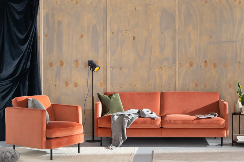 Fløyelssofa Elion 3-seter - Rosa - Møbler - Sofaer - 3 seter sofa