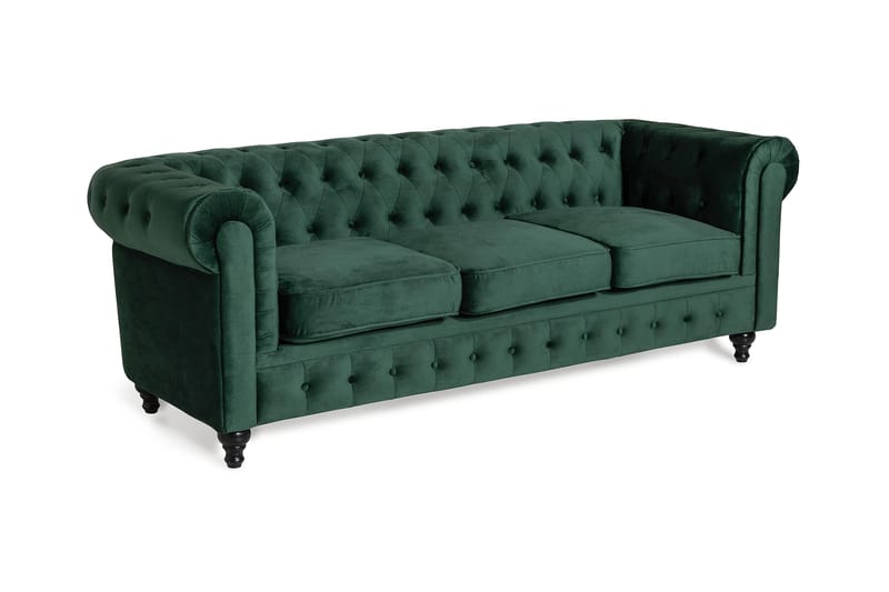 Fløyelssofa Walton Lyx 3-seter - Mørkgrønn - Møbler - Sofaer - 3 seter sofa