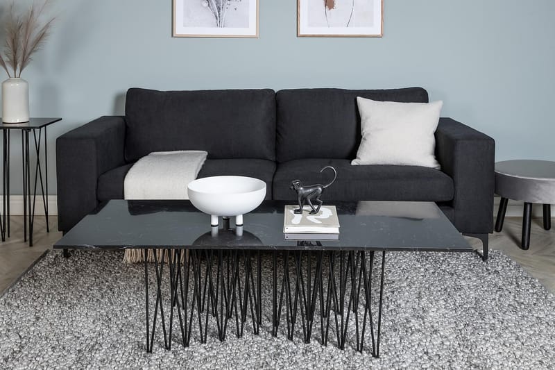 Johana 3-seter Fløyelssofa - Svart - Møbler - Sofaer - 3 seter sofa