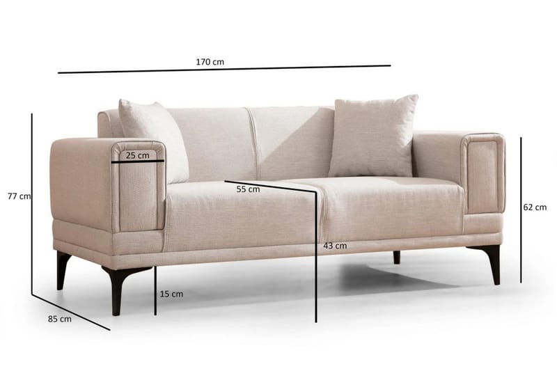 3-seter Sofa Naoko - Beige - Møbler - Sofaer - 2 seter sofa