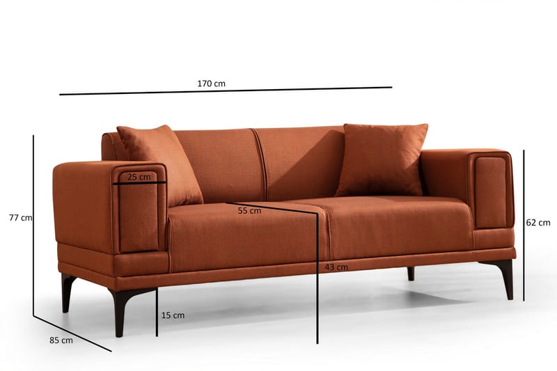 3-seter Sofa Naoko - Rød - Møbler - Sofaer - 2 seter sofa