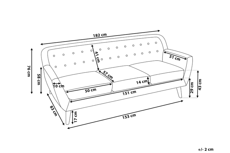 Sofa 3-seter Motala - Blå - Møbler - Sofaer - 3 seter sofa