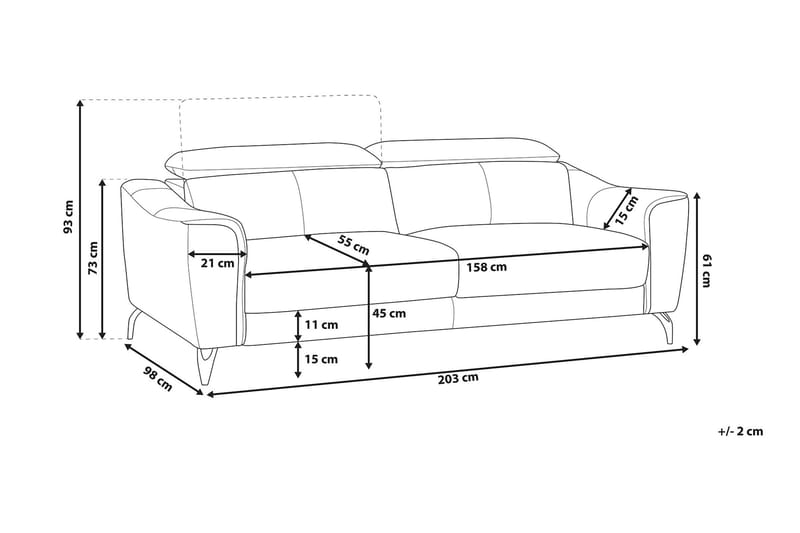 Sofa 3-seter Narwik - Brun - Møbler - Sofaer - 3 seter sofa