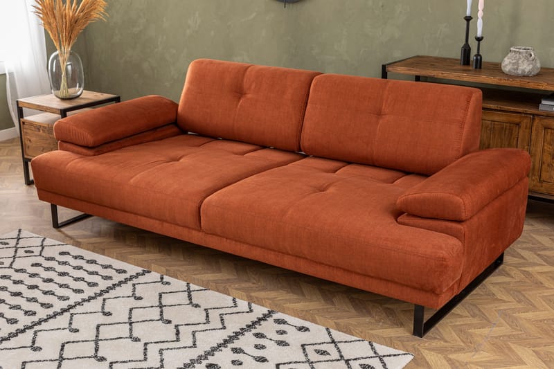 Sofa 3-seters Caboolture - Oransje - Møbler - Sofaer - 3 seter sofa