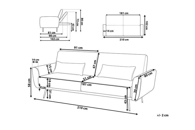 Sofa 3-seters Eina - Grønn - Møbler - Sofaer - 3 seter sofa