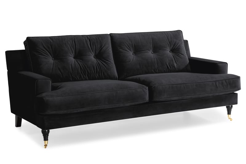 Sofa Covington 3-seter Fløyel - Svart - Møbler - Sofaer - Fløyelssofaer