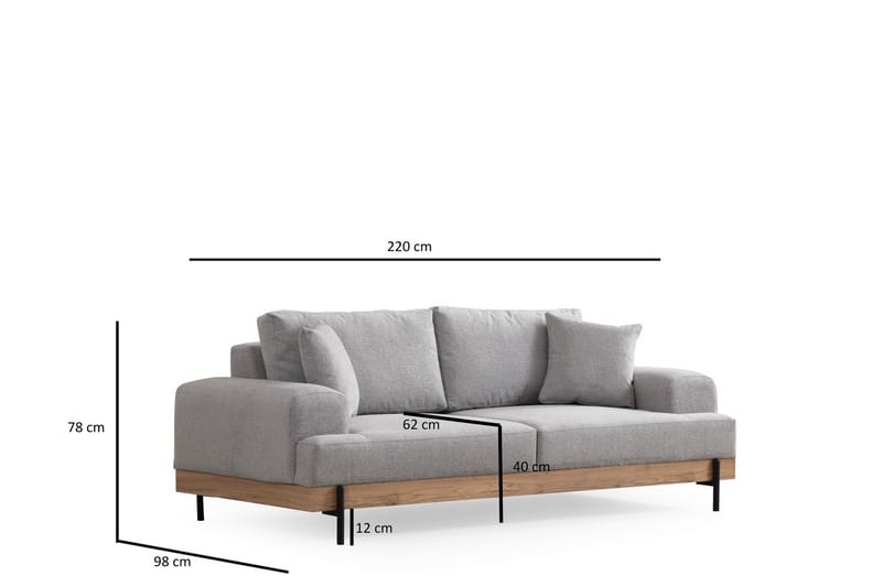 Sofa Eti 3-sits - Grå - Møbler - Sofaer - 3 seter sofa