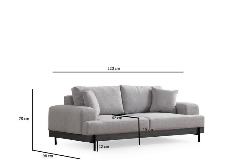 Sofa Eti 3-sits - Grå - Møbler - Sofaer - 3 seter sofa