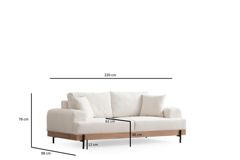 Sofa Eti 3-sits - Hvit - Møbler - Sofaer - 3 seter sofa