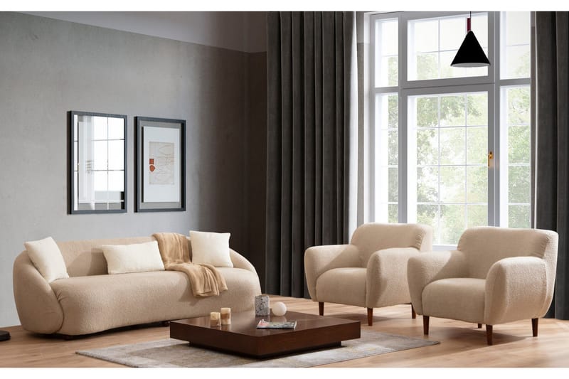 Sofa Groningen 3-seters - Brun|Bouclé - Møbler - Sofaer - 3 seter sofa