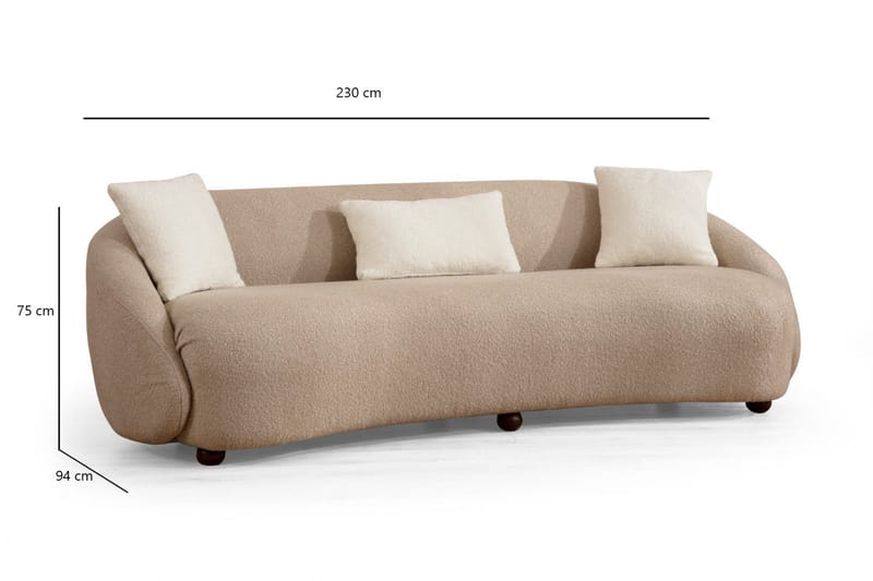 Sofa Groningen 3-seters - Brun|Bouclé - Møbler - Sofaer - 3 seter sofa