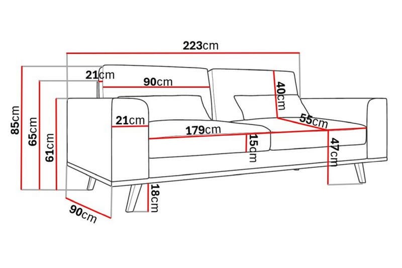 Sofa Haga 3-seter Lin - Brun - Møbler - Sofaer - 3 seter sofa