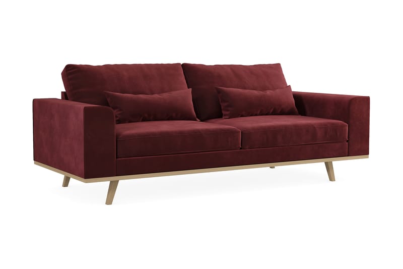 Sofa Haga 3-seter Lin - Rød - Møbler - Sofaer - 3 seter sofa