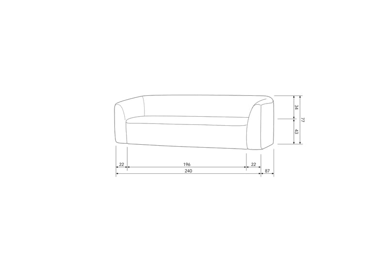 Sofa Mooli 3-seter - Lyse brun - Møbler - Sofaer - 3 seter sofa