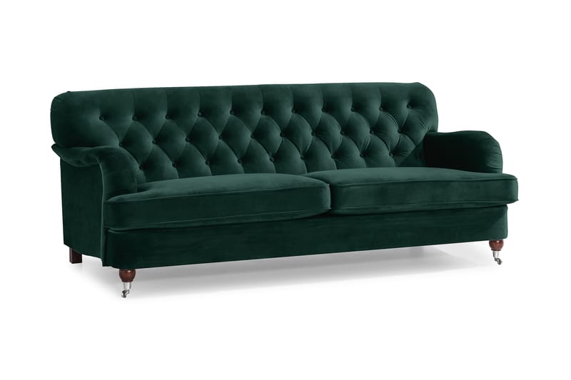 Sofa New Castle Fløyel - Mørkgrønn - Møbler - Sofaer - 3 seter sofa