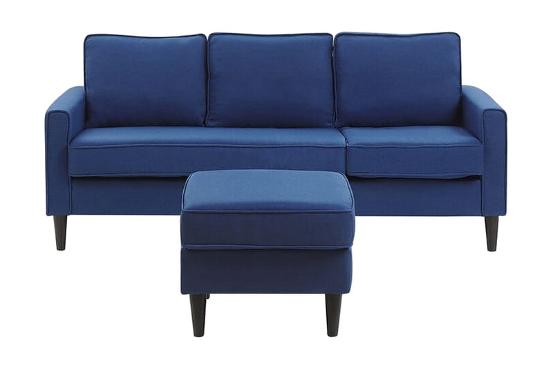 Sofa Ralphell med Fotskammel - Blå - Møbler - Sofaer - 3 seter sofa