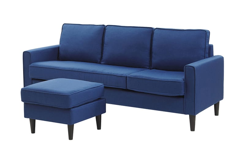 Sofa Ralphell med Fotskammel - Blå - Møbler - Sofaer - 3 seter sofa