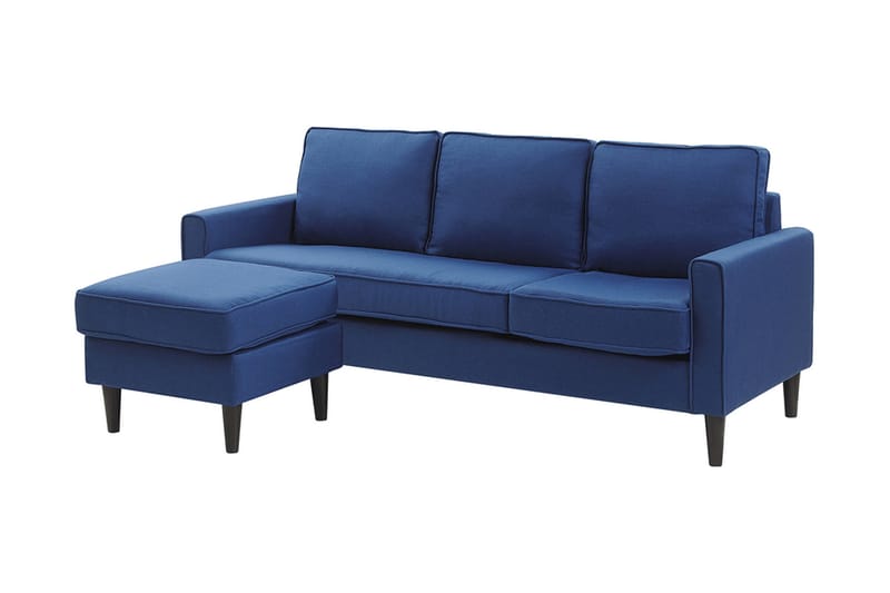 Sofa Ralphell med Fotskammel - Blå - Møbler - Sofaer - 3 seter sofa