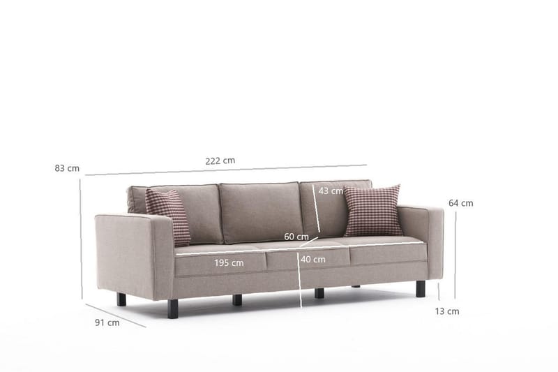 Sofa Vivianna 3-seters - Krem - Møbler - Sofaer - 3 seter sofa