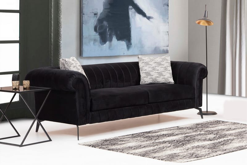 Sofa Walpara 3-seters - Svart - Møbler - Sofaer - 3 seter sofa