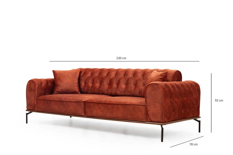 Sofa Petone 3-seters - Oransje - Møbler - Sofaer - 3 seter sofa