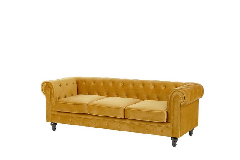 Sofagruppe Feero - Gul/Fløyel - Møbler - Sofaer - 3 seter sofa