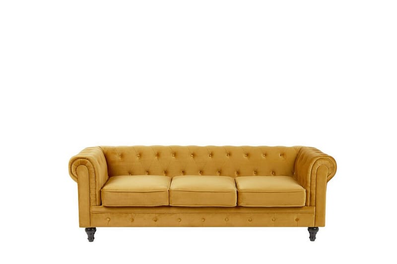 Sofagruppe Feero - Gul/Fløyel - Møbler - Sofaer - 3 seter sofa