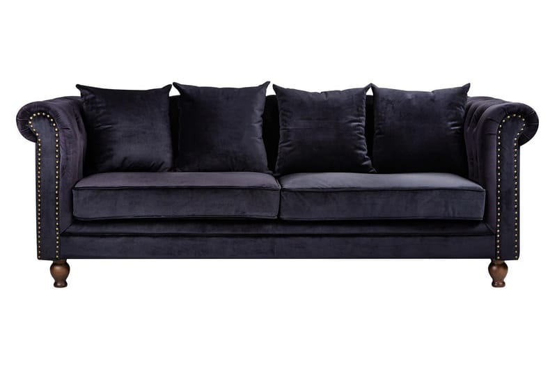 Velvet 3-seters Sofa Fløyel Svart - Møbler - Sofaer - 3 seter sofa