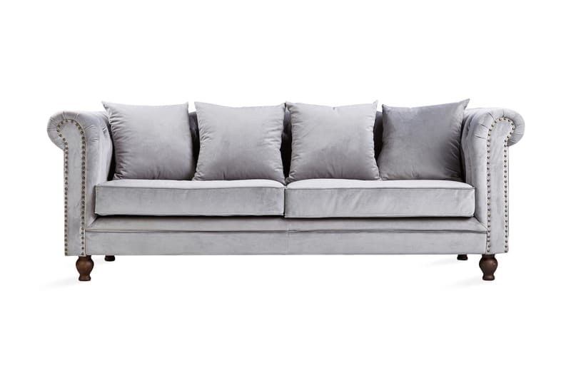 Velvet Sammetssofa 3-sits - Lys grå - Møbler - Sofaer - 3 seter sofa