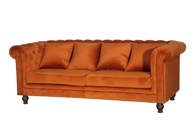 Velvet Sammetssofa 3-sits - Oransje - Møbler - Sofaer - 3 seter sofa