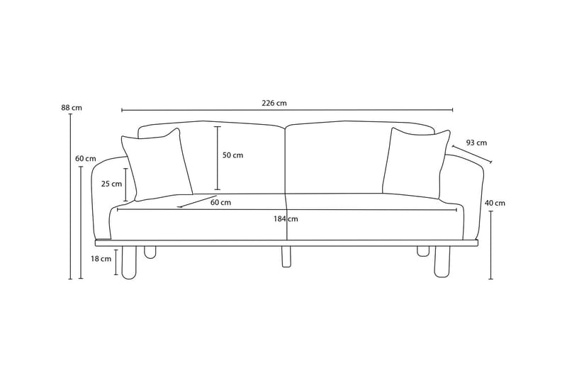 3-seters Sofa Arman - Antrasitt - Møbler - Sofaer - 3 seter sofa