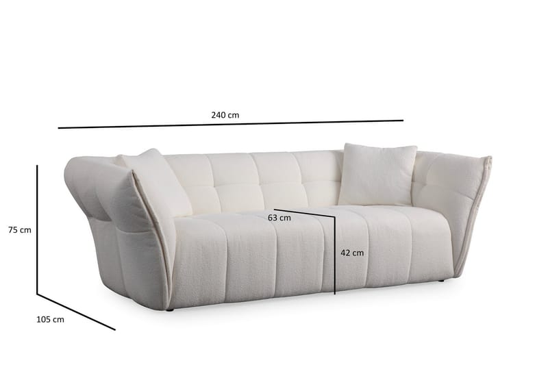 3-seters Sofa Azzo - Hvit - Møbler - Sofaer - 3 seter sofa