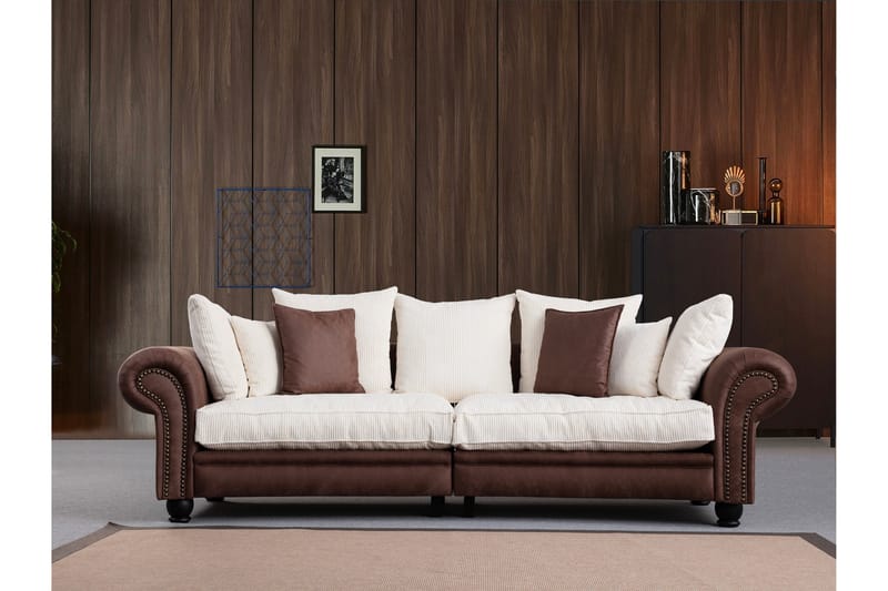 3-seters Sofa Belia - Brun/Hvit - Møbler - Sofaer - 3 seter sofa