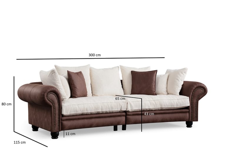 3-seters Sofa Belia - Brun/Hvit - Møbler - Sofaer - 3 seter sofa