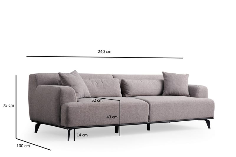 3-seters Sofa Jaguar - Brun/Grå - Møbler - Sofaer - 3 seter sofa