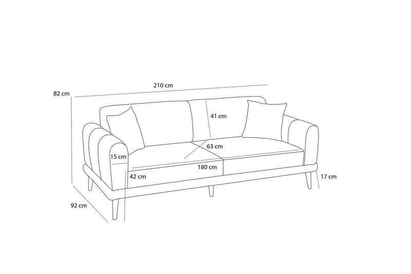 3-seters Sofa Khambalia - Antrasitt - Møbler - Sofaer - 3 seter sofa