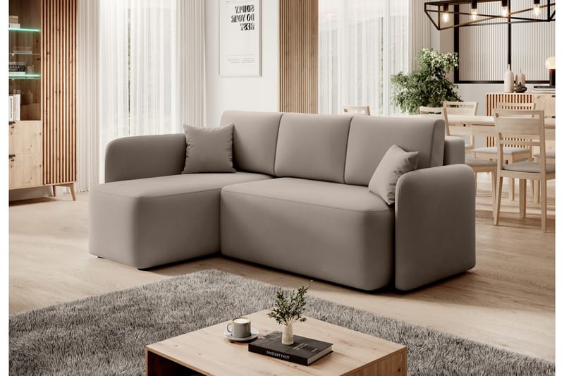 3-seters Sofa med Divan Hadson - Beige - Møbler - Sofaer - Sofaer med sjeselong - 3 seters sofa med divan