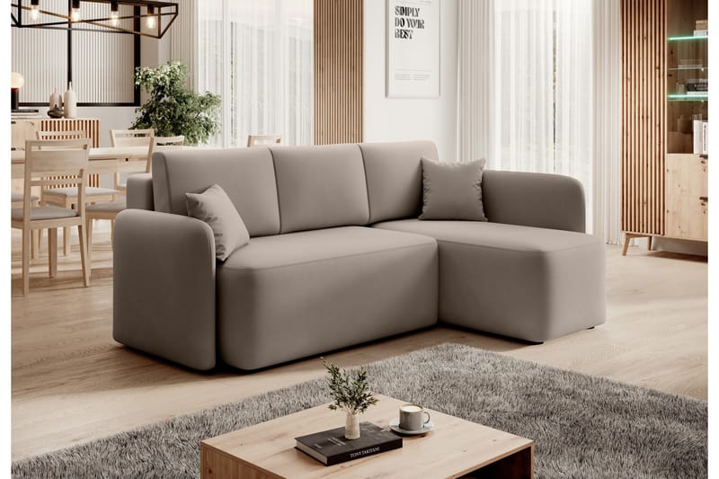 3-seters Sofa med Divan Hadson - Beige - Møbler - Sofaer - Sofaer med sjeselong - 3 seters sofa med divan