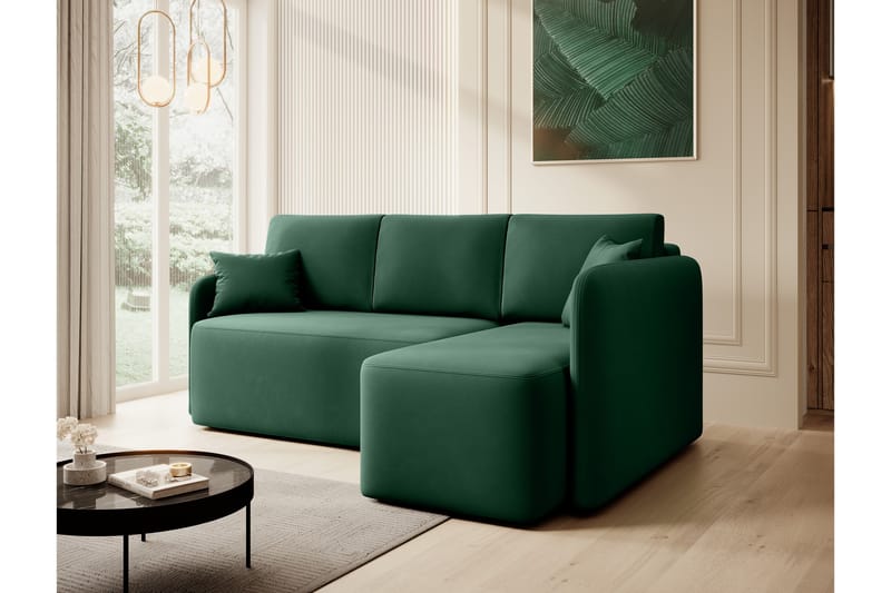 3-seters Sofa med Divan Hadson - Grønn - Møbler - Sofaer - Sofaer med sjeselong - 3 seters sofa med divan