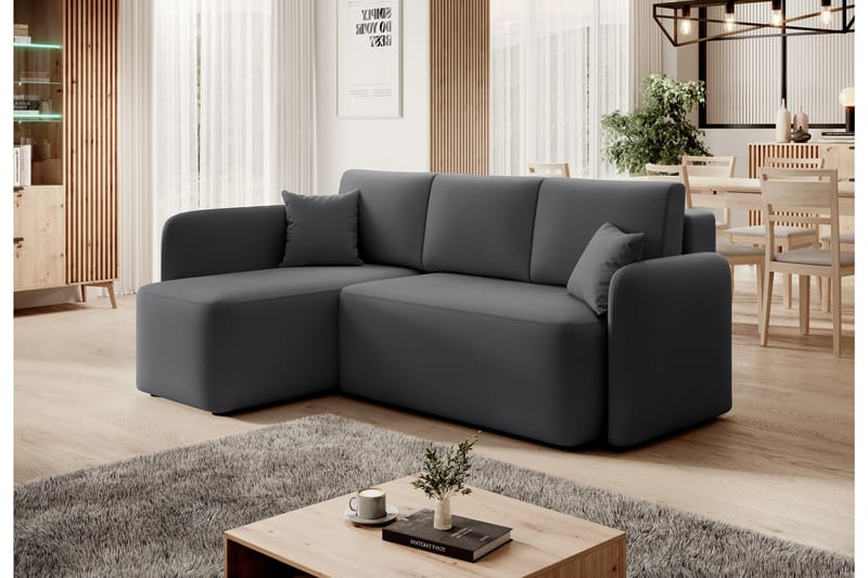 3-seters Sofa med Divan Hadson - Mørk grå - Møbler - Sofaer - Sofaer med sjeselong - 3 seters sofa med divan