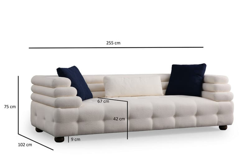 3-seters Sofa Namarta - Hvit - Møbler - Sofaer - 3 seter sofa