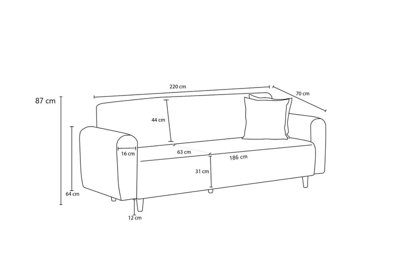 3-seters Sofa Noya - Antrasitt - Møbler - Sofaer - 3 seter sofa